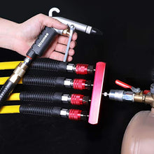 Load image into Gallery viewer, Hromee 4-Way Straight Air Manifold 5 Ports Aluminum Industrial Pneumatic Air Compressor Quick Connect Socket In Line Type Air Hose Splitter with 4 Couplers and 1/4" Male NPT Plug
