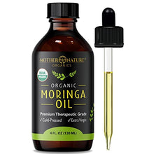 Load image into Gallery viewer, Moringa Oil - Organic USDA Certified, 100% Pure, Cold Pressed &amp; Unrefined Vegan Oil - Natural Moisturizer for Skin, Face, Body &amp; Hair - Great For Fine Lines, Wrinkles - by Mother Nature Organics (4 Ounce)
