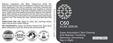 Load image into Gallery viewer, Carbon 60 Acne Treatment Serum 30ml with Aloe, Rose, MSM, Ubiquinone (CoQ 10), Vitamin B3, and Vitamin B5 Made With Organic Ingredients BACKED BY RESEARCH
