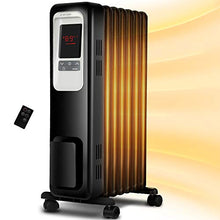 Load image into Gallery viewer, Space Heater, KopBeau 1500W Oil Filled Radiator Electric Heater with Digital Thermostat, 24 Hrs Timer &amp; Remote, Portable Heater for Full Room Indoor
