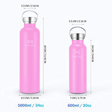 Load image into Gallery viewer, OMORC 316 Stainless Steel Water Bottle-34oz,Double Wall Vacuum Insulated Water Bottle,Stay Cold for 48 Hrs,Hot for 24 Hrs, Wide Mouth Thermo Travel Sports Water Bottle with Straw and 2 Lids-Pink
