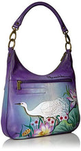 Load image into Gallery viewer, Anuschka Women's Genuine Leather Convertible Slim Hobo With Crossbody strap - Hand Painted Original Artwork - Peaceful Garden
