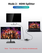 Load image into Gallery viewer, HDMI Switch 4K 60Hz HDMI Splitter FAKAIL HDMI 2.0 Switcher 2 in 1 Out &amp; 1 in 2 Out Bi-Directional HDMI Splitter Support 4K 3D HDR for Xbox PS4 Blu-Ray Player Fire Stick Roku HDTV Monitor
