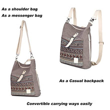 Load image into Gallery viewer, Womens Backpack Purse Canvas Purse 3-Way Crossbody Bag Boho Shoulder Tote Bags Girls (Grey - bohemian)
