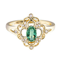 Load image into Gallery viewer, Beyond jewelry Natural Ruby Sapphire Emerald Diamond Engagement Ring in 14K Yellow Gold for Women
