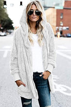Load image into Gallery viewer, Women Hooded Cardigan Fuzzy Jacket Winter Open Front Fleece Coat Outwear with Pockets Purpletiedye S
