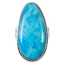 Load image into Gallery viewer, Turquoise Ring Sterling Silver 925 Genuine Gemstones Size 6 to 11 (Turquoise) (10)
