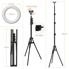 Load image into Gallery viewer, Selvim 10 '' Selfie Ring Light with Tripod ＆ 3 Cellphone Holders for Live Stream/Makeup/Selfie, 128 LED Bulbs 3 Light Modes 10-Level Brightness 360° Rotating, with Bluetooth Remote Control
