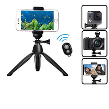 Load image into Gallery viewer, HUAY Mini Tripod, Cell Phone Stand,Lightweight Tabletop Small Phone Tripod for iPhone Samsung Huawei Smartphone, Camera with Bluetooth Remote Control, 180 Rotating Metal Ball Mount Holder
