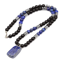 Load image into Gallery viewer, Zirconia Raw Lapis Necklace Natural Lapis Lazuli Black Onyx Beaded Protection Clips Healing Gemstone Necklace Gift For Her Christmas Gift

