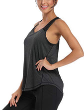 Load image into Gallery viewer, Aeuui Workout Tops for Women Mesh Racerback Tank Yoga Shirts Gym Clothes Black
