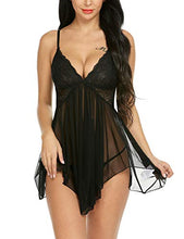 Load image into Gallery viewer, Avidlove Lingerie for Women for Sex Lace Babydoll Mesh Chemise V Neck Sexy Sleepwear(Black,M)

