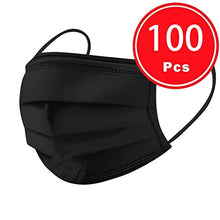 Load image into Gallery viewer, 50/100pc Disposable Face Bandanas - 3 Ply Non-woven Black Breathable Face ??ᴠ??,Protective Anti-dust Windproof Facial Scarf with Elastic Ear Loop for Outdoor Ski Cycling Camping Running (B:100pcs)
