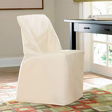 Load image into Gallery viewer, SureFit Home Décor SF13961 Cotton Duck Fabric Folding Chair Cover, Relaxed Fit, Machine Washable, One Piece, Natural Color
