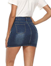 Load image into Gallery viewer, YAWOVE Women's Casual Short Denim Skirt Mini Jean Skirt Dark Blue
