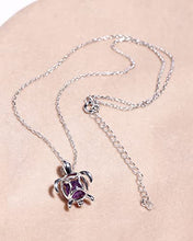 Load image into Gallery viewer, Jewever 925 Sterling Silver Sea Turtle with Amethyst Crystal Stone Pendant Necklace for Women Cute Animal Gifts Jewelry 18" Chain
