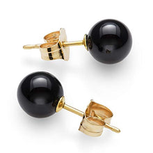 Load image into Gallery viewer, 14kt Yellow Gold 6mm Black Onyx Stud Earrings
