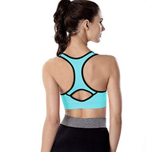 Load image into Gallery viewer, 3 Pack Women Racerback Sports Bras High Impact Workout Yoga Gym Fitness Bra (Black+Blue+Navy, XX-Large)
