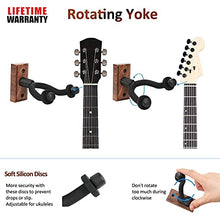 Load image into Gallery viewer, WINGO Guitar Capo and 2 Pack Guitar Hangers Wall Mounts Holder Stand- Black Walnut Wood for Acoustic and Electric Guitars Ukulele Bundle.
