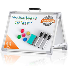 Load image into Gallery viewer, Small Whiteboard Dry Erase Boards, Portable White Board Double Sided Magnetic Board Stand, Foldable Desktop White Boards for Kids Students Teacher for School Home Kitchen Office 12x16 Inch
