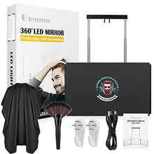 Load image into Gallery viewer, 3 Way Mirror for Self Hair Cutting 360° Mirror with LED Lights, Trifold Self Haircut Mirror Rechargeable with Height Adjustable
