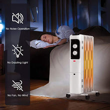 Load image into Gallery viewer, GOFLAME 1500W Oil Filled Radiator Heater, Electric Space Heater with 3 Heating Modes, Adjustable Thermostat, Tip-Over &amp; Overheat Protection, Powerful Oil Heater for Home and Office (White)
