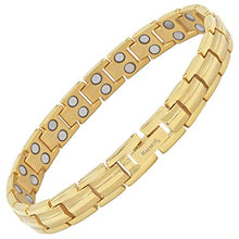 Load image into Gallery viewer, MagnetRX® Women's Ultra Strength Magnetic Therapy Bracelet - Arthritis Pain Relief &amp; Carpal Tunnel Titanium Magnetic Bracelets for Women - Adjustable Length with Sizing Tool (Gold)
