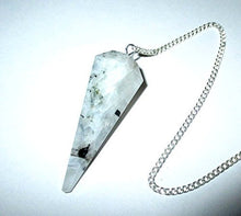 Load image into Gallery viewer, Rainbow Moonstone Cone Shaped Pendulum Faceted Top Quality Healing Spiritual Answers Perfect Energized
