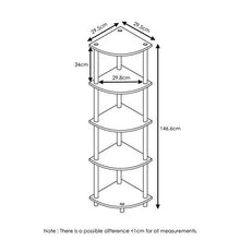 Load image into Gallery viewer, Furinno Turn-N-Tube 5 Tier Corner Shelf, Dark Brown Grain/Black
