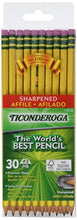 Load image into Gallery viewer, Ticonderoga Pencils, Wood-Cased Graphite no. 2 HB Soft, Pre-Sharpened, Yellow, 30-Pack (13830)
