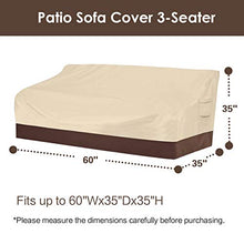 Load image into Gallery viewer, Vailge Heavy Duty Patio Sofa Cover, 100% Waterproof 3-Seater Outdoor Sofa Cover,Lawn Patio Furniture Covers with Air Vent and Handle,60" W x 40" D x 35" H,Beige&amp;Brown
