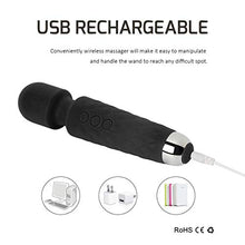 Load image into Gallery viewer, Allovers Personal Magic Waterproof Wand Massager, Mini Handheld Rechargeable Neck Shoulder Back Body Massage with 8 Powerful Speeds&amp;20 Pulsating Patterns for Sports Recovery &amp; Muscle Aches (Black)
