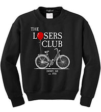Load image into Gallery viewer, NuffSaid The Losers Club Bicycle - Classic 80's Horror Pullover Sweatshirt - Graphic Pennywise The Clown Crewneck (Small, Black)
