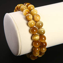 Load image into Gallery viewer, Serirtire 8mm Tiger Eye Gemstone Bracelet Round Beads Stretch Bracelet Handmade Healing Stone Jewelry for Women Girls Gold
