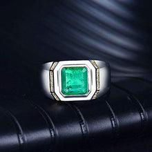 Load image into Gallery viewer, Daesar 18K White Gold Ring Men, Band Ring with 2.5ct Emerald Promise Rings White Gold Ring Size 8.5
