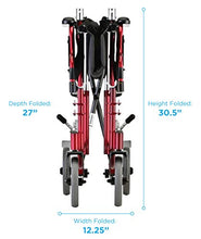 Load image into Gallery viewer, NOVA Medical Products Lightweight Transport Chair with Removable &amp; Flip Up Arms for Easy Transfer, Anti-Tippers Included, Red, 19"
