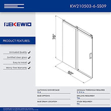 Load image into Gallery viewer, FEKEWIO Soft Close Single Sliding Shower Door, 56-60" x 76" Inch Frameless Walk-in Bathroom Shower Doors, Clear Tempered Glass 3/8" Shower Enclosure SS09 (Matte Black)
