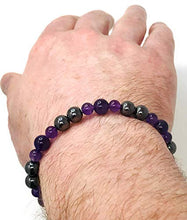Load image into Gallery viewer, HIGHPOWER Magnetic Hematite and Amethyst Bracelet (9.5 Inch)
