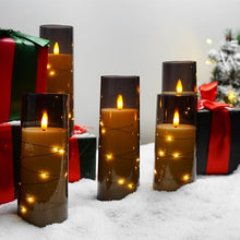 Load image into Gallery viewer, kakoya Flameless LED Candles with Timer 9 Pc Flickering Flameless Candles for Romantic Ambiance and Home Decoration Durable Acrylic Shell,with Embedded Star String，Battery Operated Candles（Grey）
