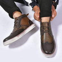 Load image into Gallery viewer, Casual Wingtip Oxford Leather Sneaker Boots for Men Arkbird Men's Fashion Mid-Top Walking Shoes Lightweight Khaki Size 10
