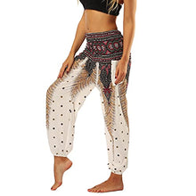 Load image into Gallery viewer, Lu's Chic Women's Boho Pants Harem Smocked Waist Yoga Hippie Palazzo Summer Beach Pants Pattern1 One Size
