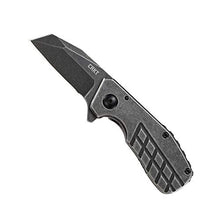 Load image into Gallery viewer, CRKT Razelcliffe Folding Pocket Knife: Compact EDC Straight Edge Utility Knife with Stainless Steel Chisel Blade and Framelock Handle - Black Stonewash 4021
