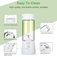 Load image into Gallery viewer, Portable Blender, MMQ Personal Size Glass Juicer Cup, Fruit Shake, Smoothies Mixer with 2000mAh USB Rechargeable Battery, 3D Six Blades, 410ML (White)
