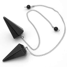 Load image into Gallery viewer, PESOENTH Natural Black Obsidian Scrying Crystal Dowsing Pendulum for Divination Healing Gemstone Hexagonal Pointed Reiki Chakra Pendant with Chain
