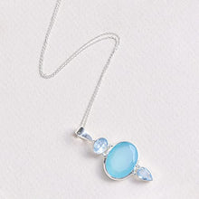 Load image into Gallery viewer, YoTreasure Blue Topaz &amp; Chalcedony Crystal Necklace .925 Sterling Silver Chain Pendant
