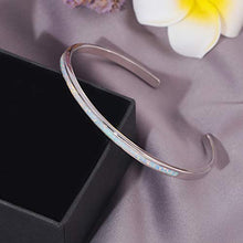 Load image into Gallery viewer, CiNily Thin Open Cuff Bracelets for Women Girls-White Gold Plated Opal Small Bangle Bracelets Adjustable Hypoallergenic Gemstone Bracelet
