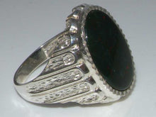 Load image into Gallery viewer, Sterling Silver Large Mens Oval Cut Bloodstone Signet Ring - Size 11 - Sizes 8 to 12 Available
