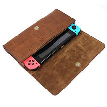 Load image into Gallery viewer, PCTC Classic Style Design Leather &amp; PU Easy Carrying Case Soft Carry Bag Compatible for Nintendo Switch Protective Cover,1x Mini Leather Hand Strap (Brown)
