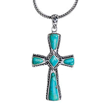 Load image into Gallery viewer, Stauer - Women's Mission Turquoise Cross Pendant (3 2/5 ctw) &amp; Chain
