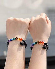 Load image into Gallery viewer, Jewever 7 Chakra Healing Bracelet with Real Stones Lava Rock Diffuser Yoga Meditation Anxiety Bracelets for Women Men Friendship Stretch
